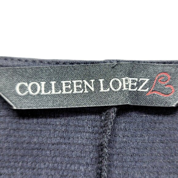 Colleen Lopez Navy Ruffle Sleeve Open-Front Black Cardigan Sweater Size M New - Picture 2 of 15